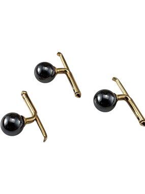 14K Yellow Gold Set of 3 Hematite Tuxedo Studs #22440